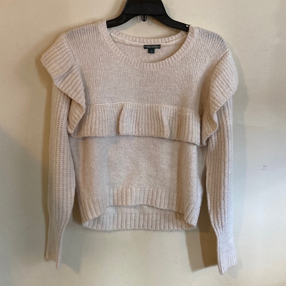 Wild Fable Soft Cream Ruffle Knit Sweater, Size Small - Picture 4 of 10